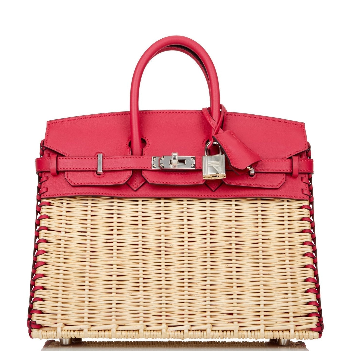 Luxury Hermes Picnic Sellier Birkin 25 Framboise Swift Palladium Hardware