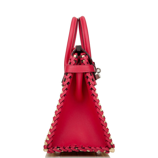 Luxury Hermes Picnic Sellier Birkin 25 Framboise Swift Palladium Hardware