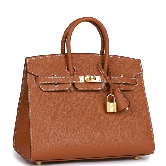 Luxury Hermes Birkin Sellier 25 Gold Epsom Gold Hardware
