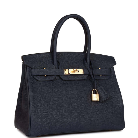 Luxury Hermes Birkin 30 Bleu Nuit Togo Gold Hardware