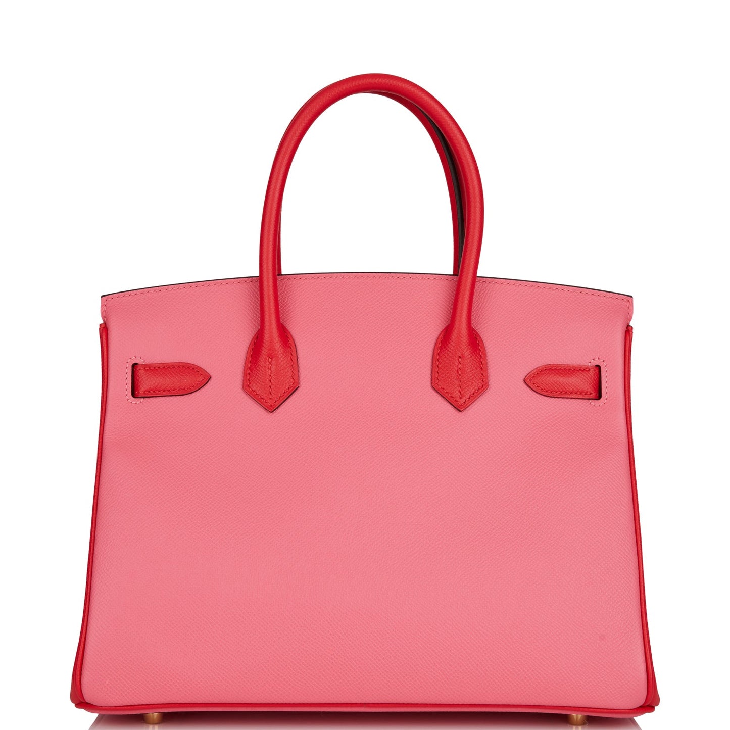 Luxury Hermes Special Order (HSS) Birkin 30 Rose Azalee and Rouge de Coeur Epsom Permabrass Hardware