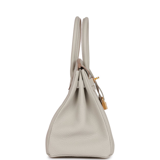 Luxury Hermes Birkin 30 Gris Perle Togo Gold Hardware