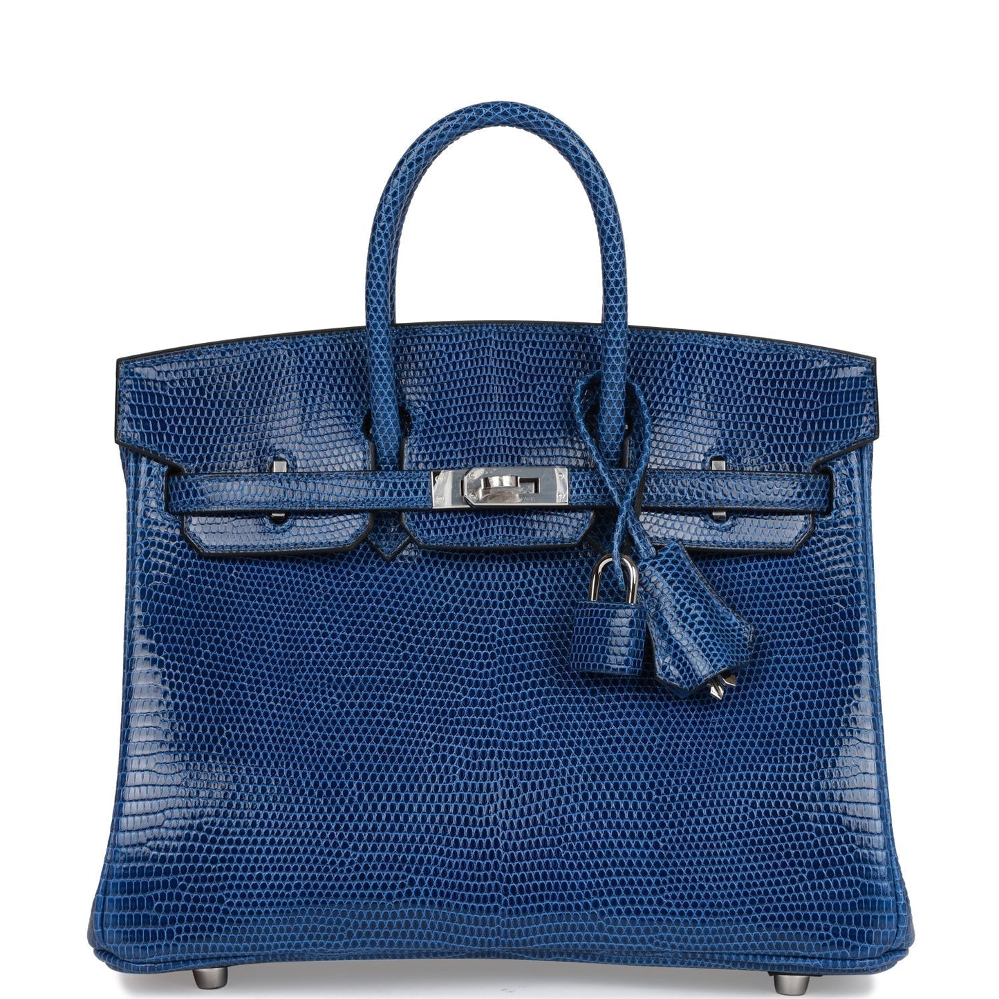 Luxury Hermes Birkin 25 Bleu Saphir Lizard Palladium Hardware