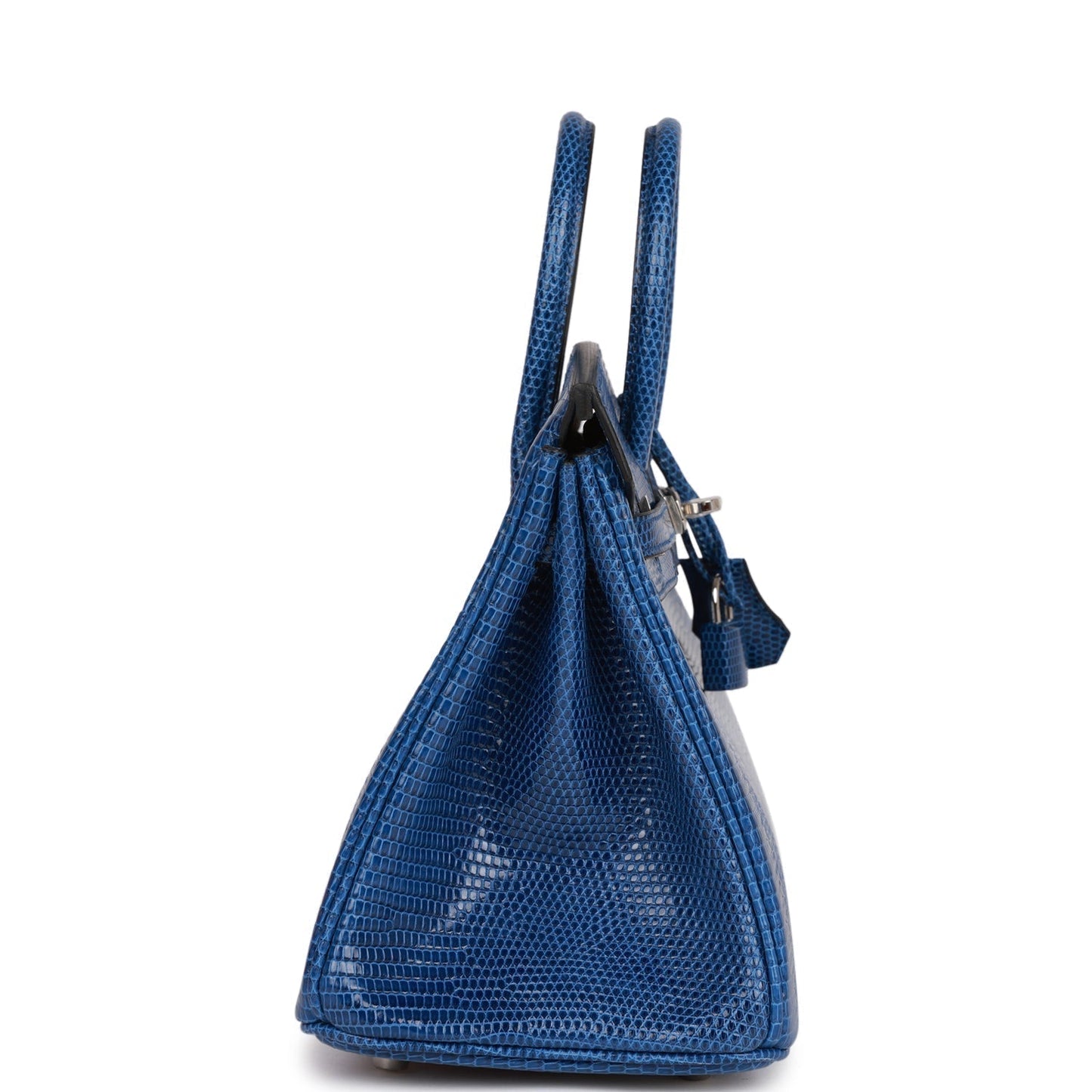 Luxury Hermes Birkin 25 Bleu Saphir Lizard Palladium Hardware