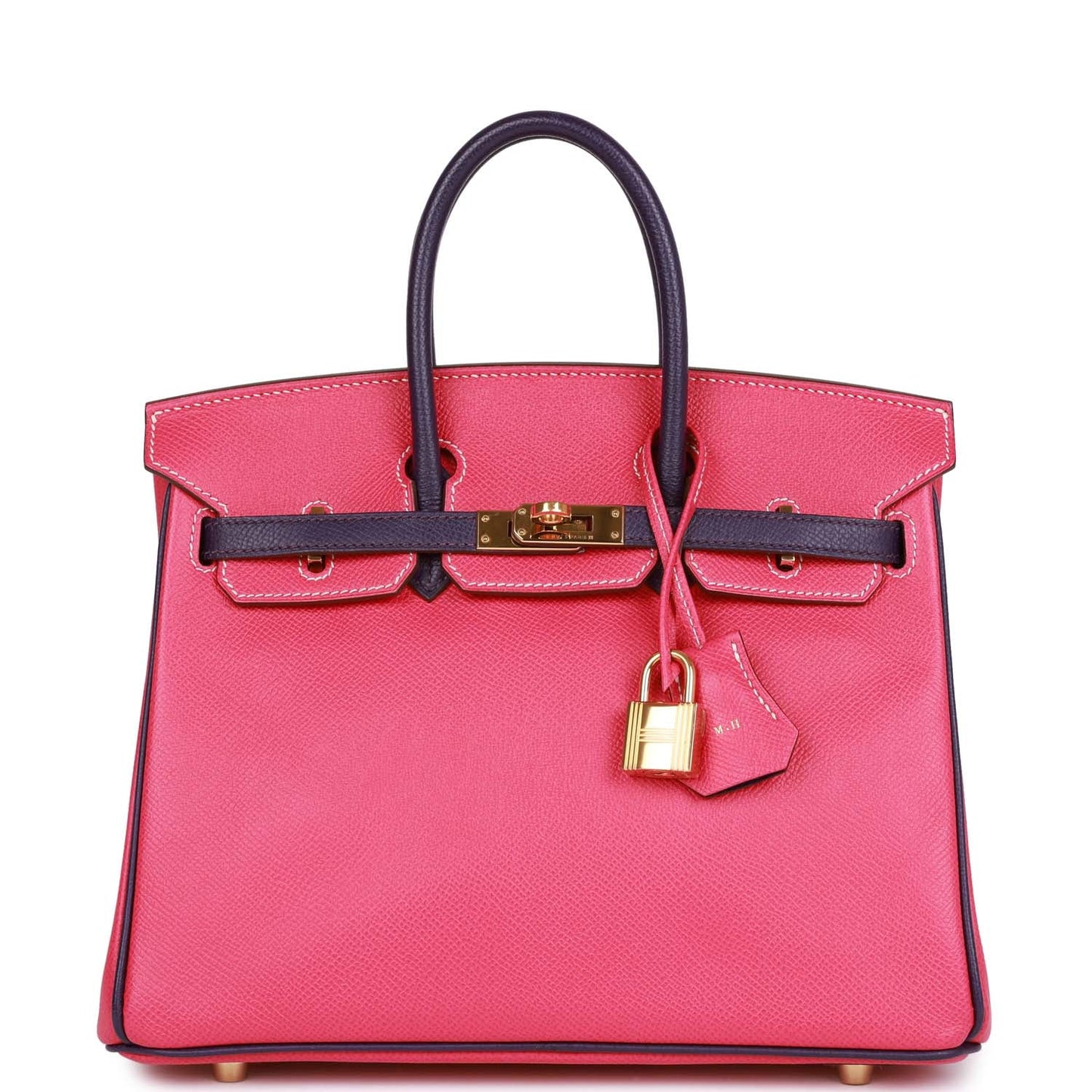 Top Quality Luxury Hermes Special Order (HSS) Birkin 25 Rose Tyrien and Iris Epsom Gold Hardware
