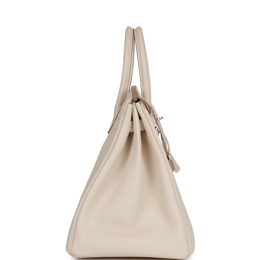 Luxury Hermes Birkin 35 Craie Togo Palladium Hardware