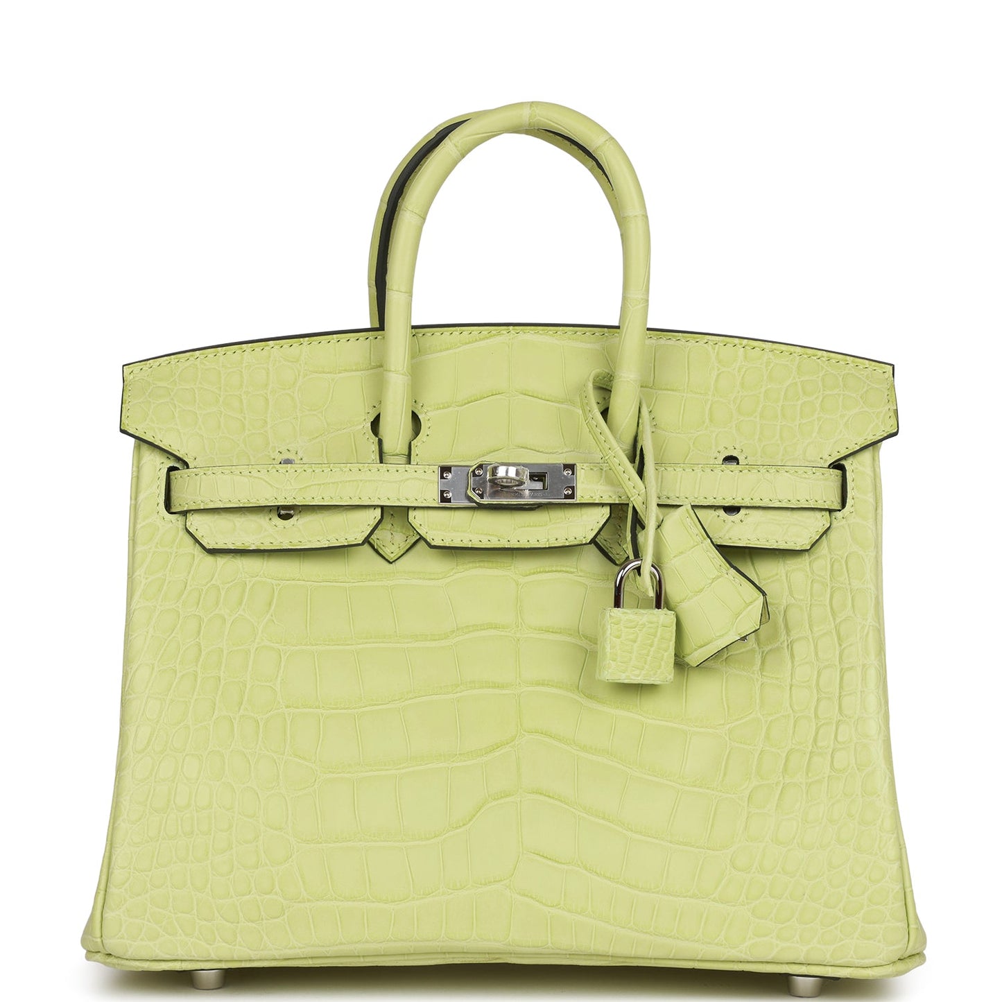 Luxury Hermes Birkin 25 Jaune Bourgeon Matte Alligator Palladium Hardware