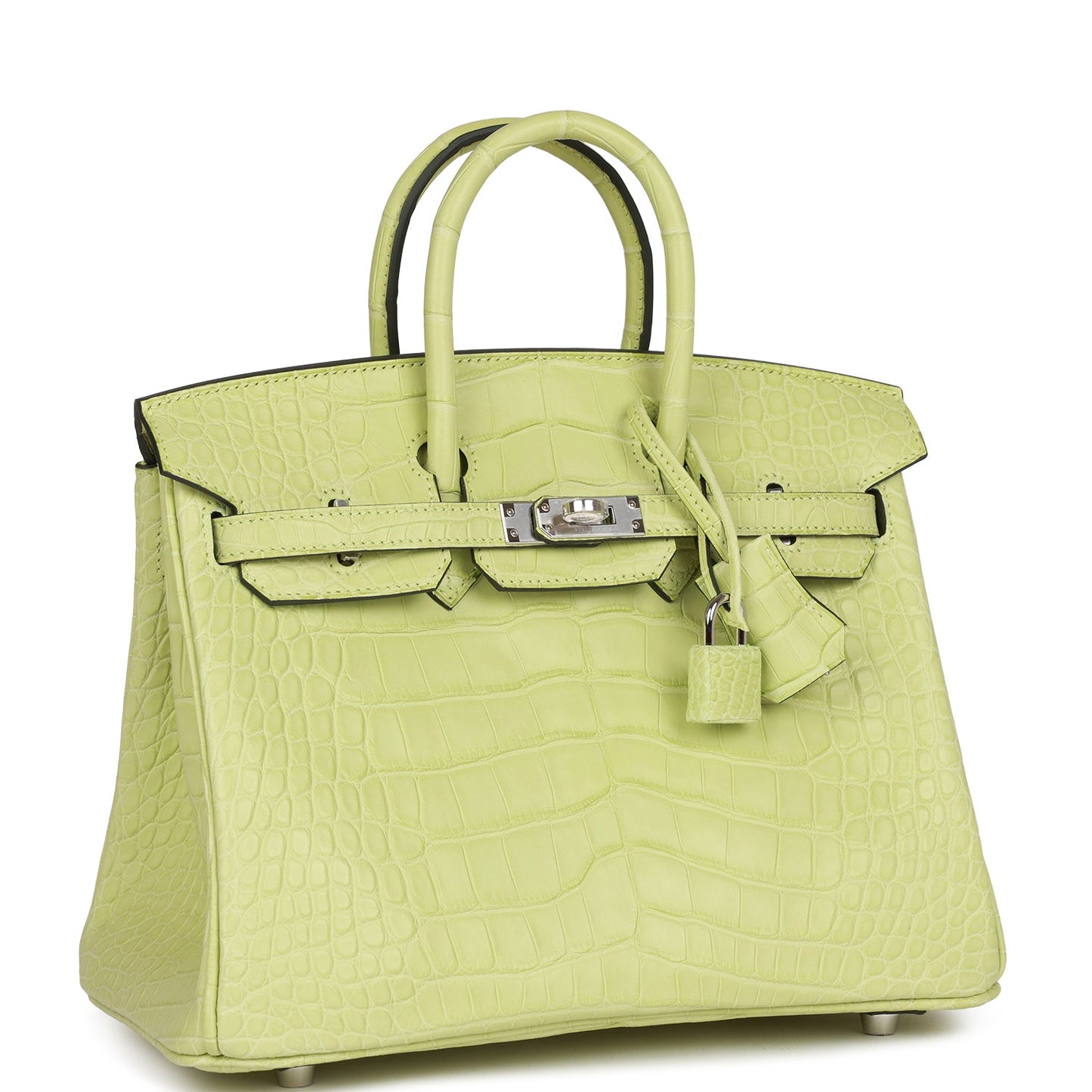 Luxury Hermes Birkin 25 Jaune Bourgeon Matte Alligator Palladium Hardware