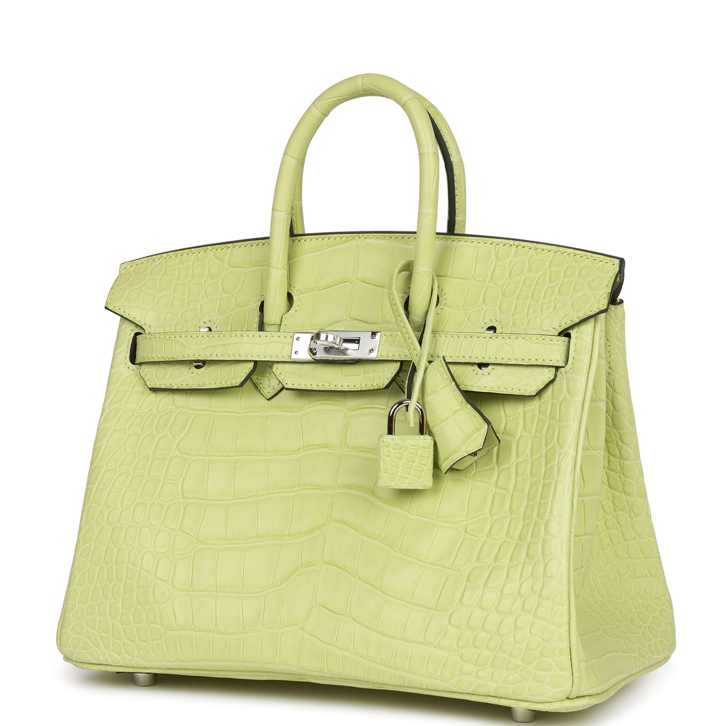 Luxury Hermes Birkin 25 Jaune Bourgeon Matte Alligator Palladium Hardware