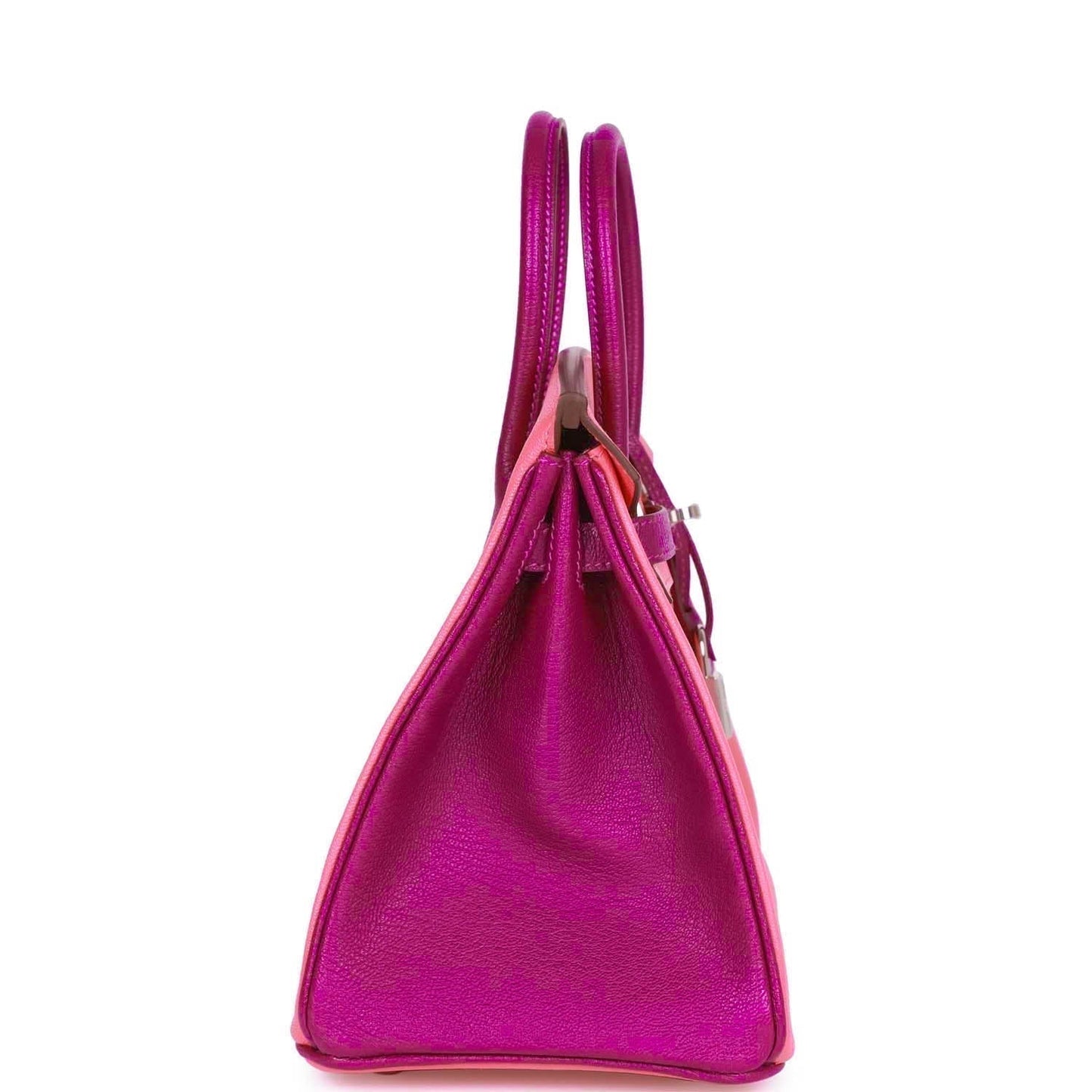 Luxury Hermes Special Order (HSS) Birkin 25 Rose Lipstick and Anemone Chèvre Palladium Hardware