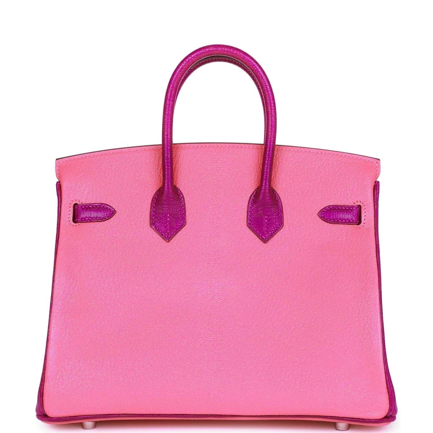 Luxury Hermes Special Order (HSS) Birkin 25 Rose Lipstick and Anemone Chèvre Palladium Hardware