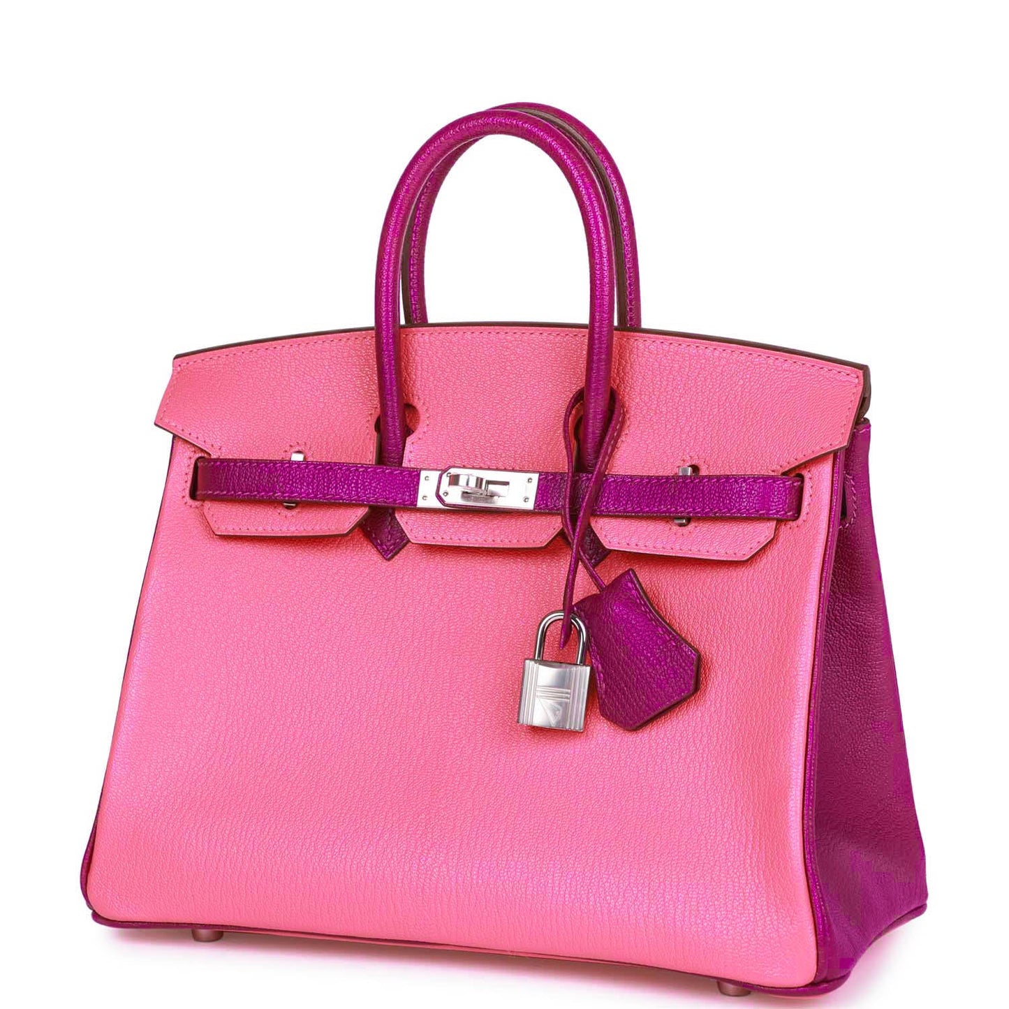 Luxury Hermes Special Order (HSS) Birkin 25 Rose Lipstick and Anemone Chèvre Palladium Hardware
