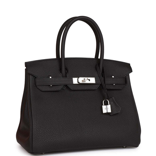 Luxury Hermes Birkin 30 Black Togo Palladium Hardware
