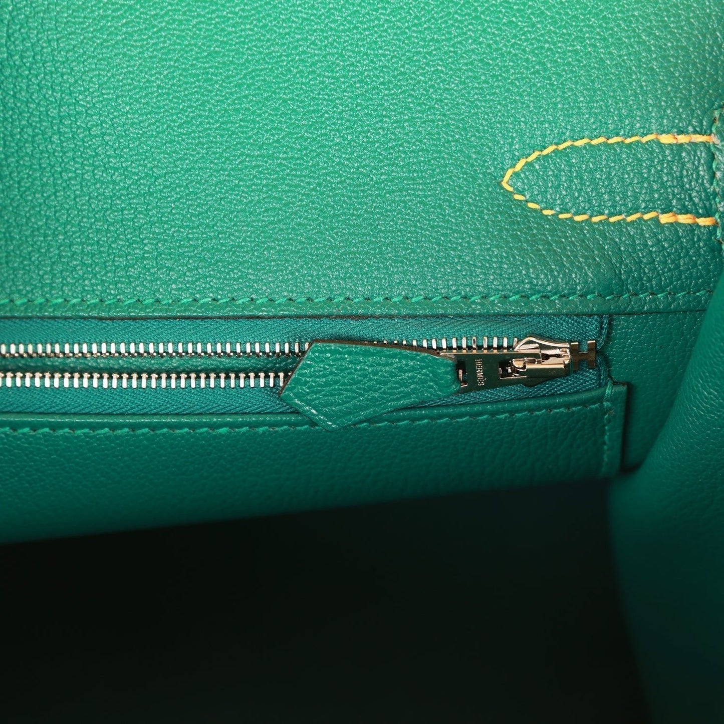 Luxury Hermes Special Order (HSS) Birkin 30 Jaune D'Or and Malachite Epsom Brushed Palladium Hardware