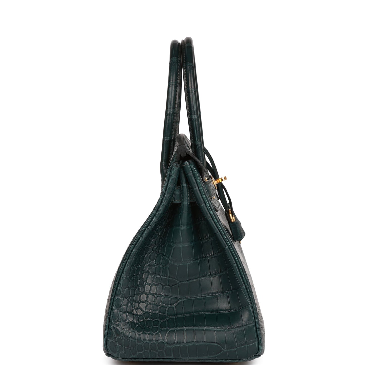 Luxury Hermes Birkin 30 Vert Fonce Matte Porosus Crocodile Gold Hardware