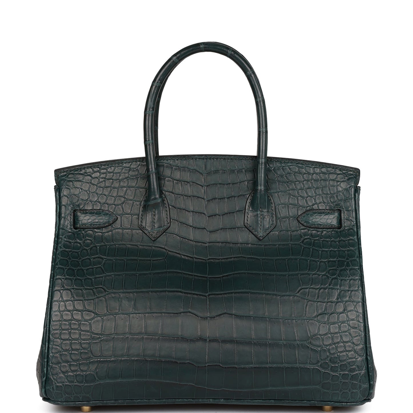 Luxury Hermes Birkin 30 Vert Fonce Matte Porosus Crocodile Gold Hardware
