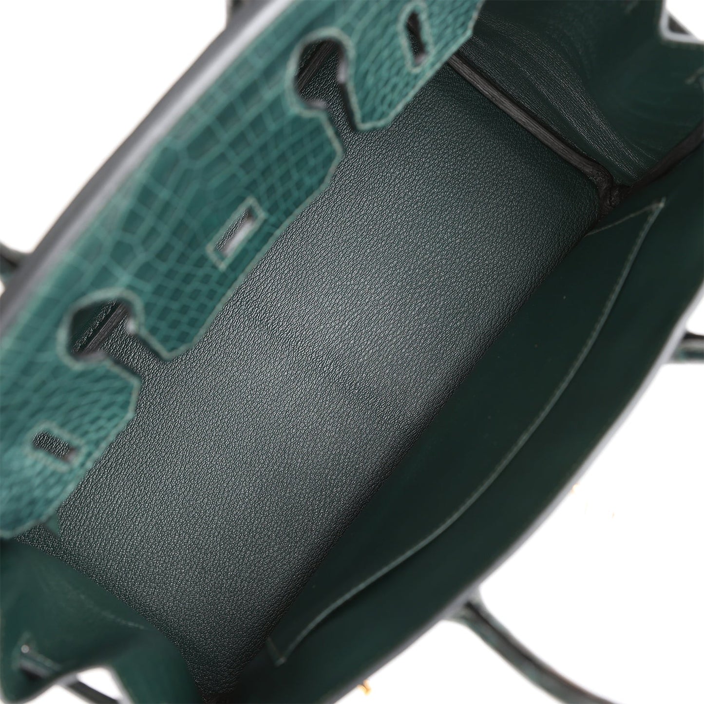 Luxury Hermes Birkin 30 Vert Fonce Matte Porosus Crocodile Gold Hardware