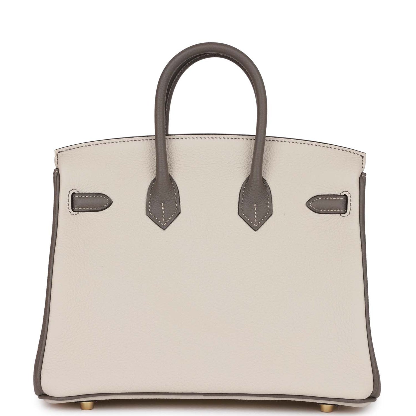 Luxury Hermes Special Order (HSS) Birkin 25 Beton and Etain Togo Brushed Gold Hardware