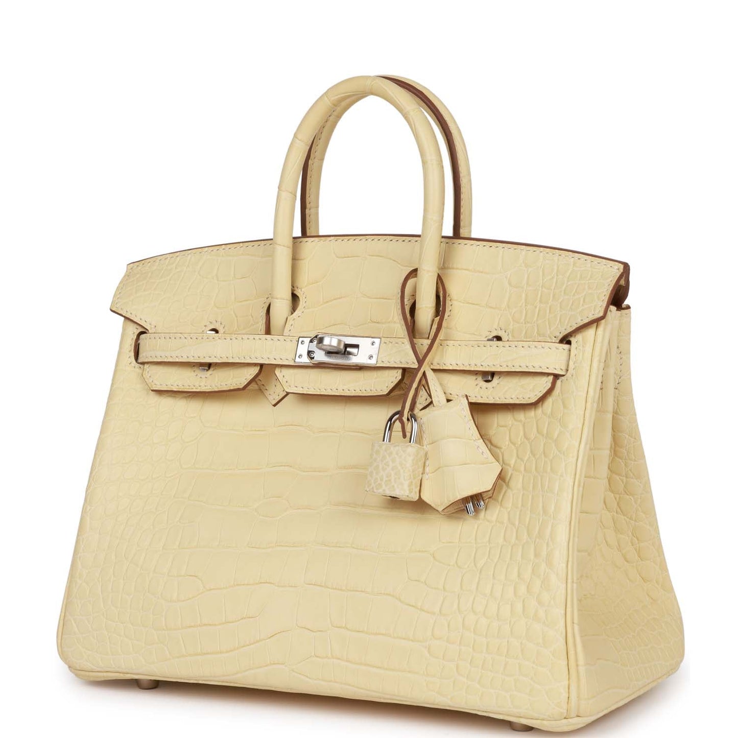 Luxury Hermes Birkin 25 Vanille Matte Alligator Palladium Hardware