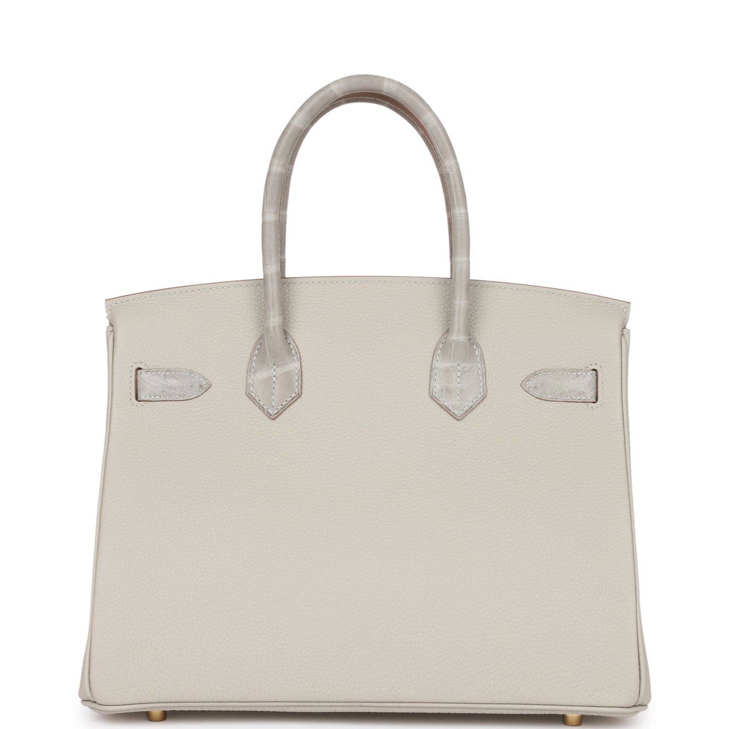 Luxury Hermes Birkin 30 Gris Perle Matte Alligator and Togo Touch Gold Hardware