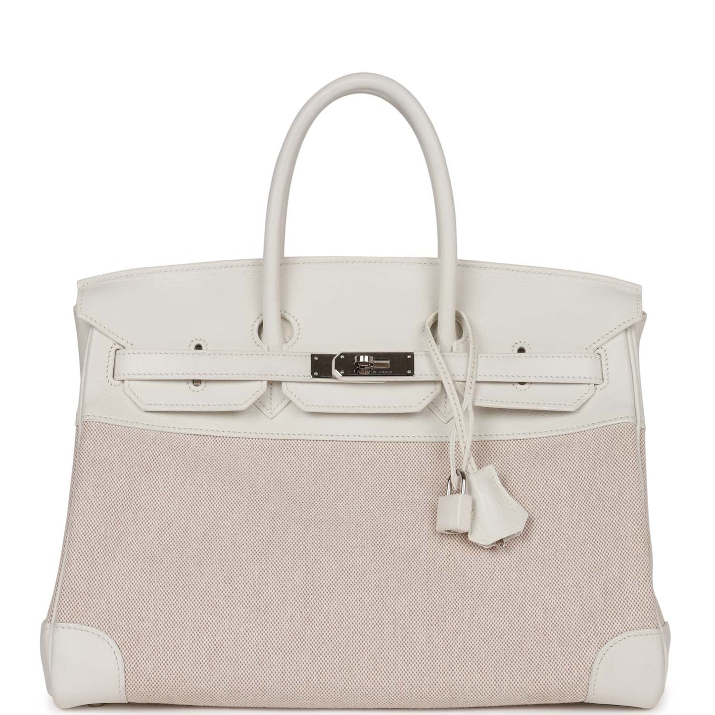 Top Quality Luxury Hermes Birkin 35 White Gulliver and Toile H Palladium Hardware