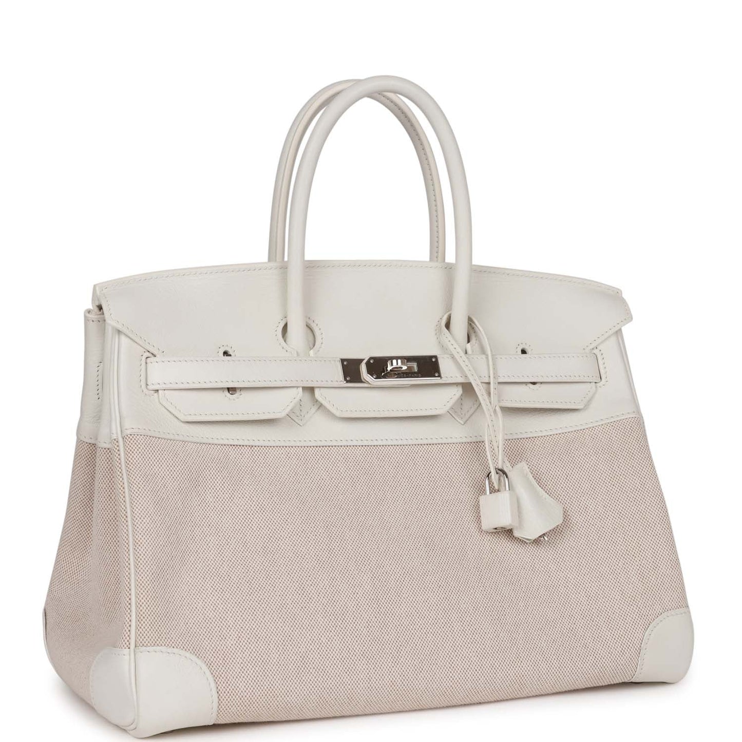 Top Quality Luxury Hermes Birkin 35 White Gulliver and Toile H Palladium Hardware