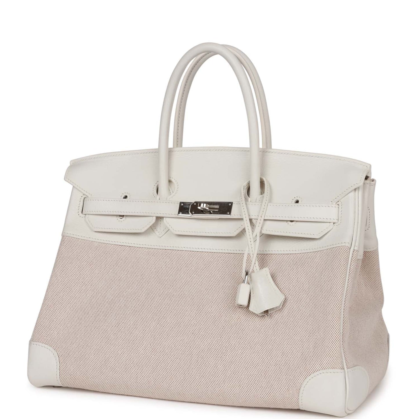 Top Quality Luxury Hermes Birkin 35 White Gulliver and Toile H Palladium Hardware