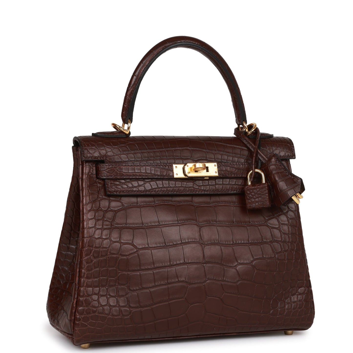 Luxury Hermes Kelly Retourne 25 Rouge Sellier Matte Alligator Gold Hardware