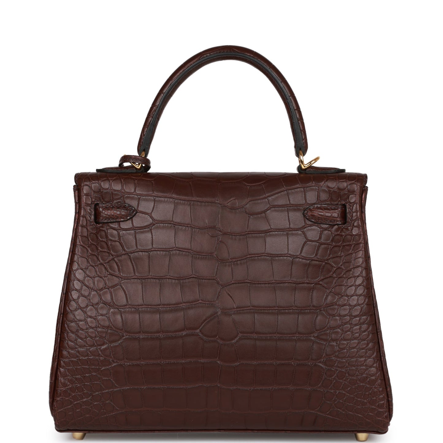 Luxury Hermes Kelly Retourne 25 Rouge Sellier Matte Alligator Gold Hardware
