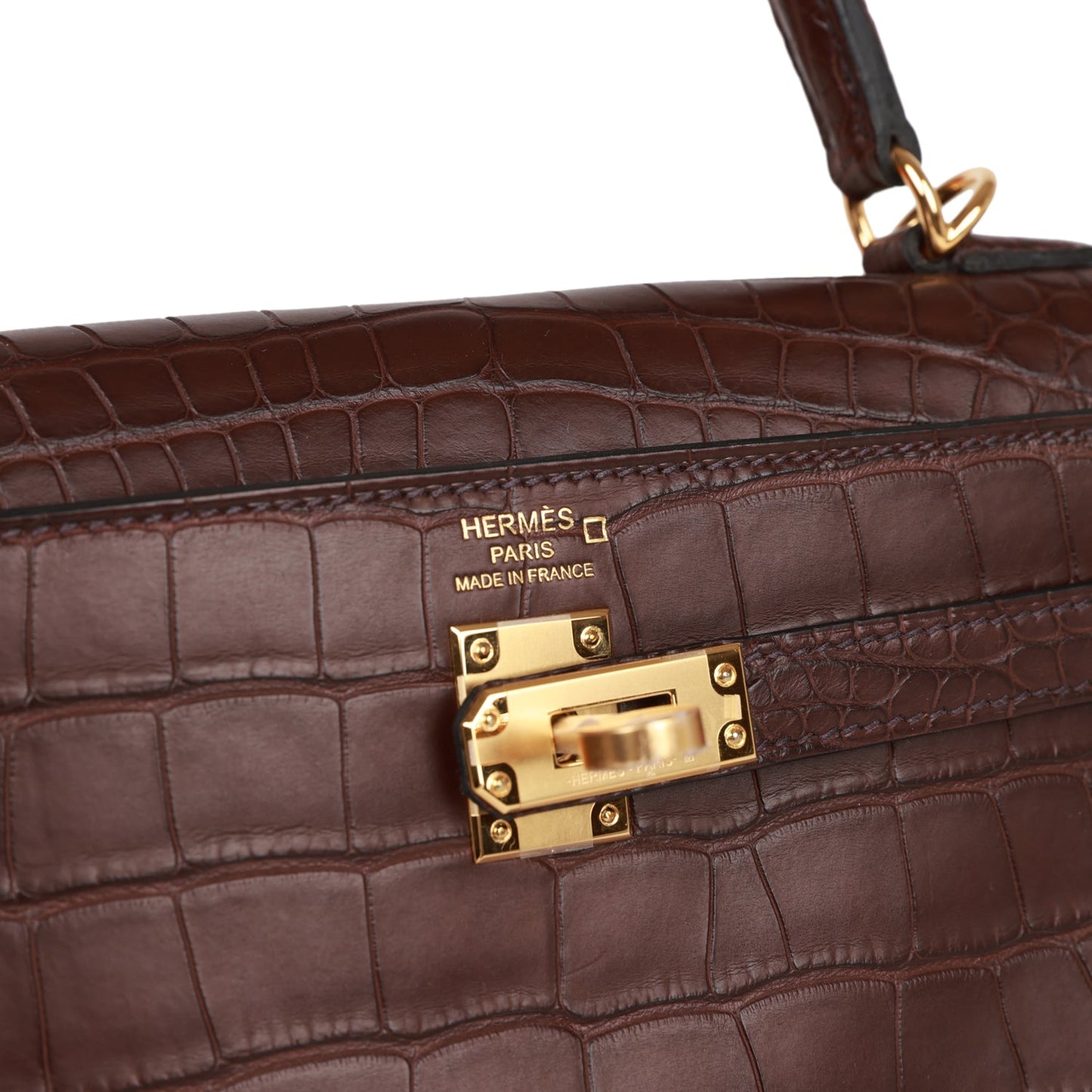 Luxury Hermes Kelly Retourne 25 Rouge Sellier Matte Alligator Gold Hardware