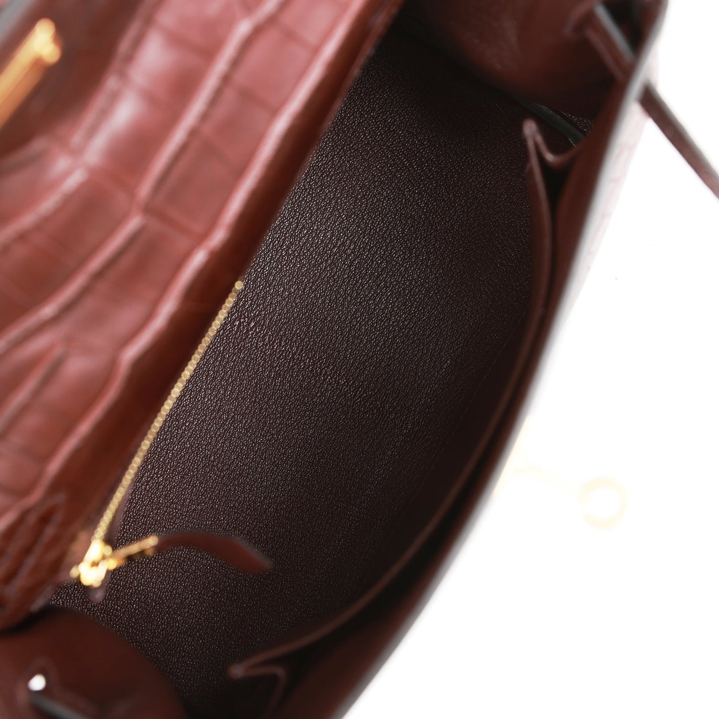 Luxury Hermes Kelly Retourne 25 Rouge Sellier Matte Alligator Gold Hardware
