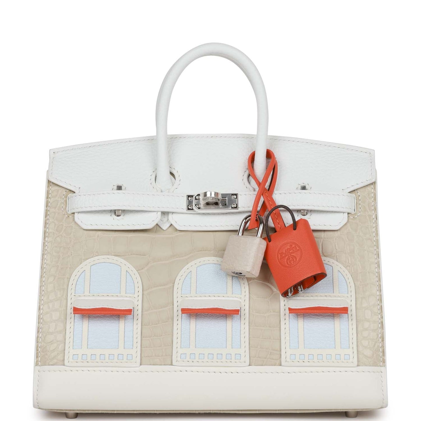 Luxury Hermes Sac Faubourg Birkin 20 White Matte Alligator Palladium Hardware