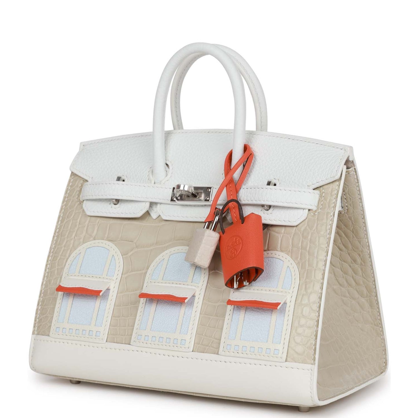 Luxury Hermes Sac Faubourg Birkin 20 White Matte Alligator Palladium Hardware