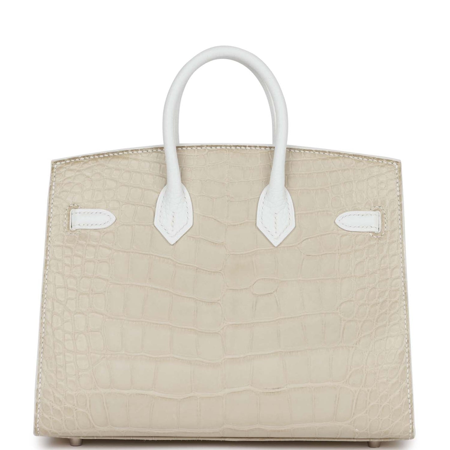 Luxury Hermes Sac Faubourg Birkin 20 White Matte Alligator Palladium Hardware