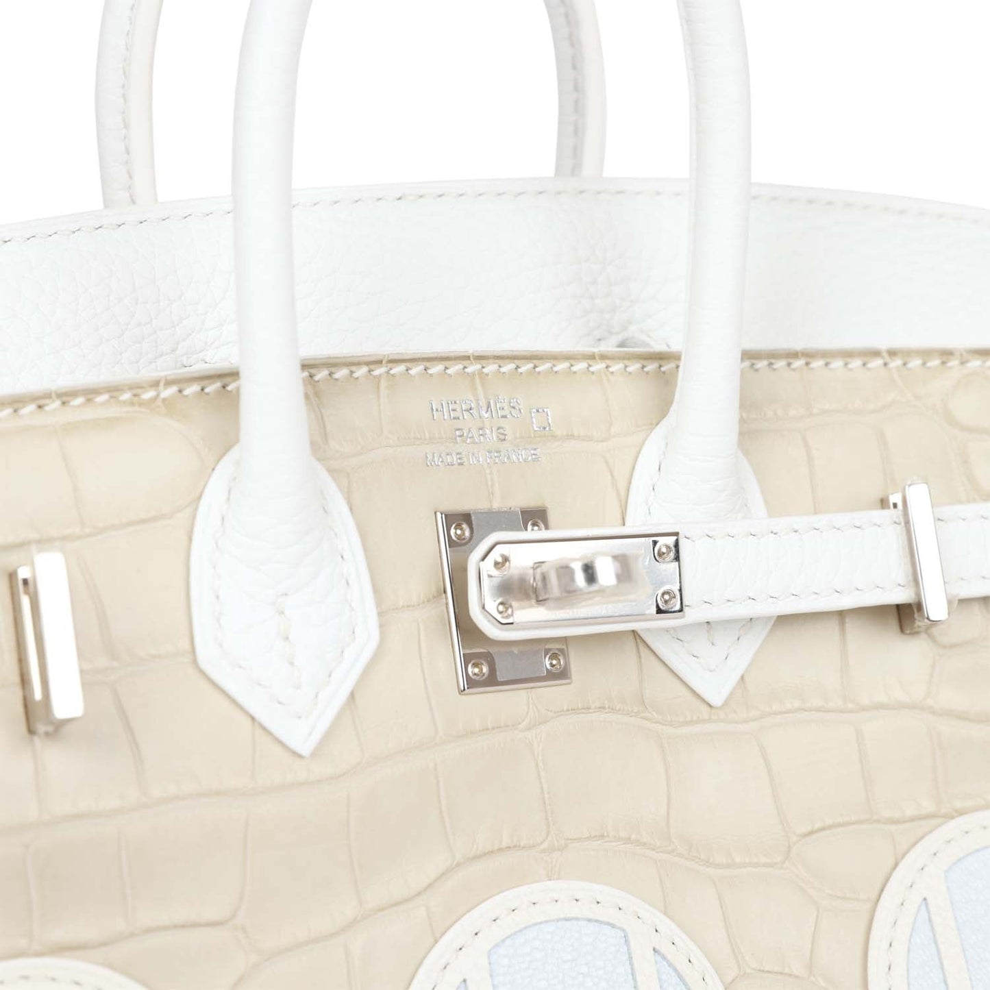 Luxury Hermes Sac Faubourg Birkin 20 White Matte Alligator Palladium Hardware