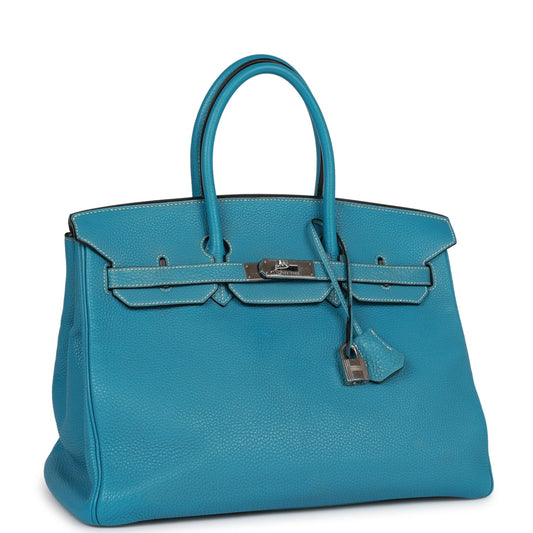 Top Quality Luxury Hermes Birkin 35 Bleu Jean Togo Palladium Hardware