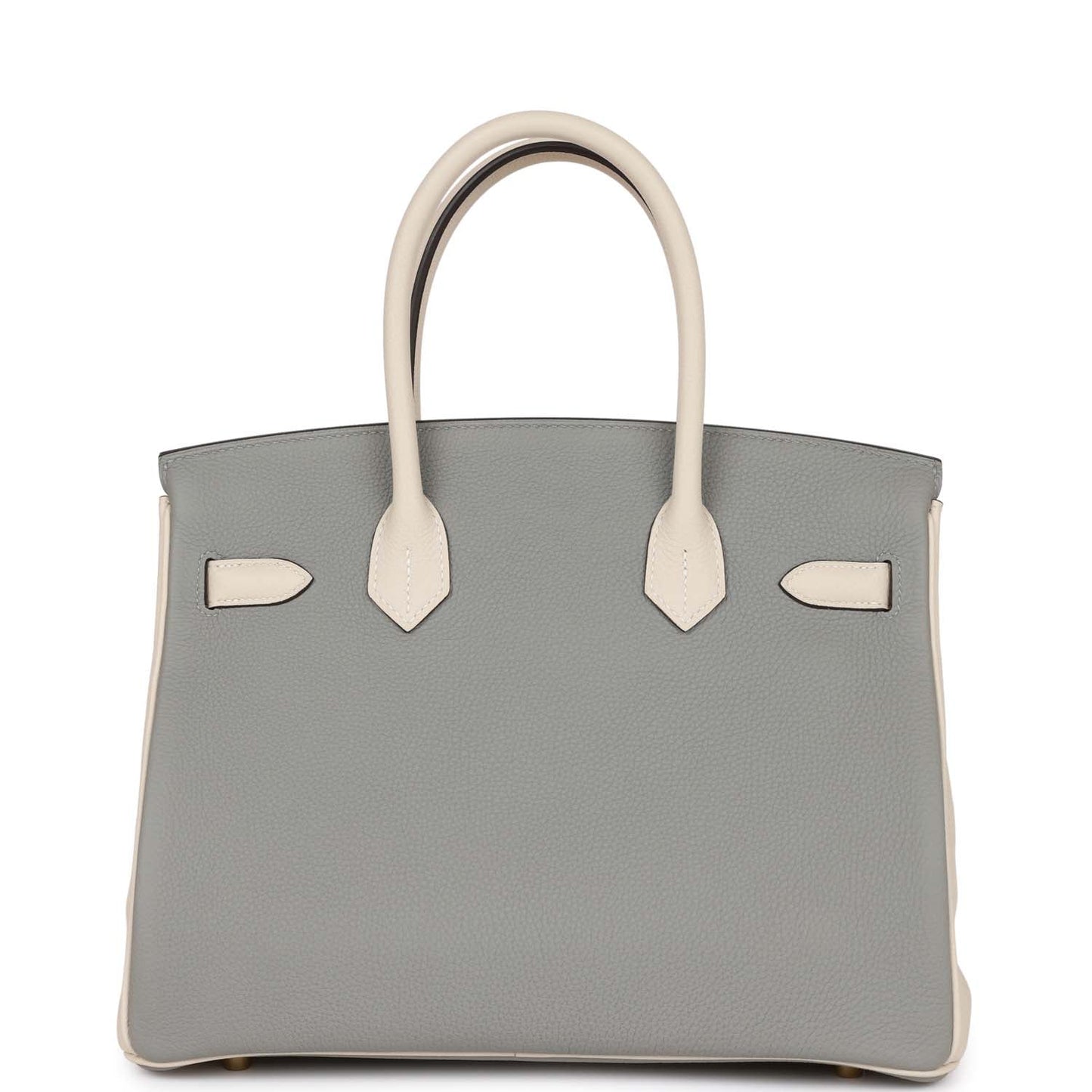 Luxury Hermes Special Order (HSS) Birkin 30 Gris Mouette and Craie Togo Brushed Gold Hardware