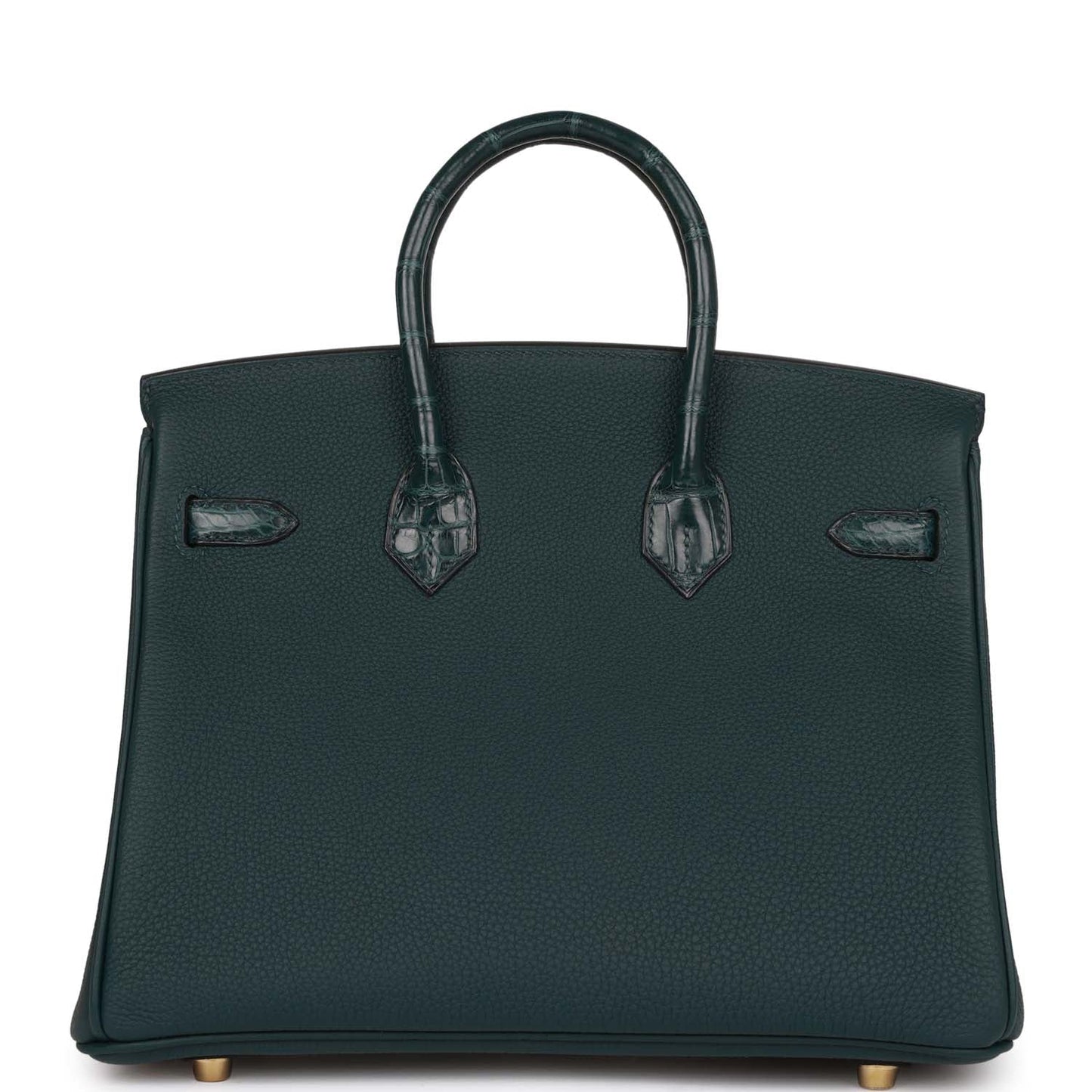Luxury Hermes Birkin 25 Vert Cypress Matte Alligator and Togo Touch Gold Hardware