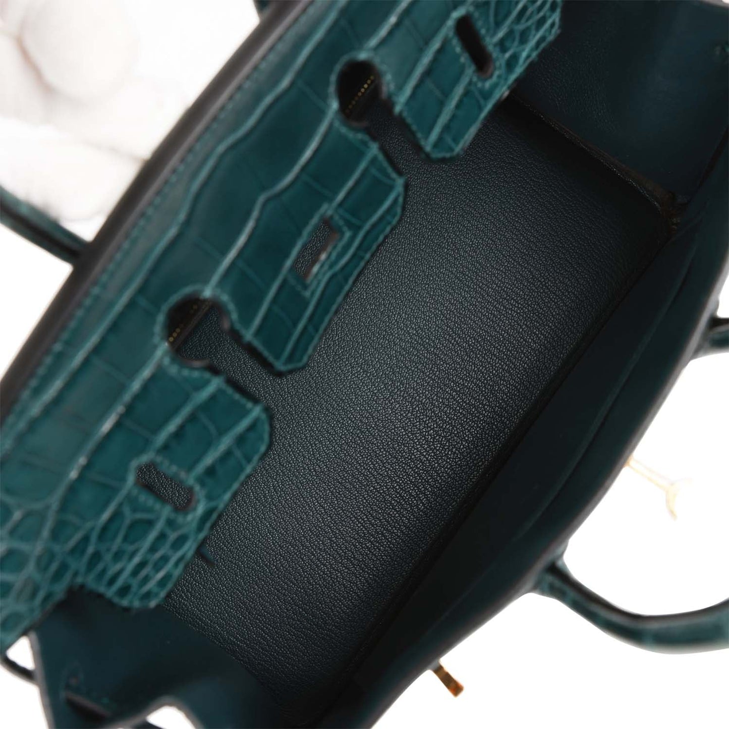 Luxury Hermes Birkin 25 Vert Cypress Matte Alligator and Togo Touch Gold Hardware