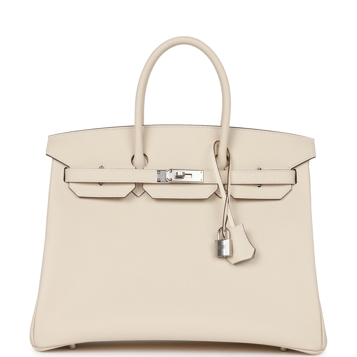 Luxury Hermes Special Order (HSS) Birkin 35 Nata Verso Epsom Palladium Hardware