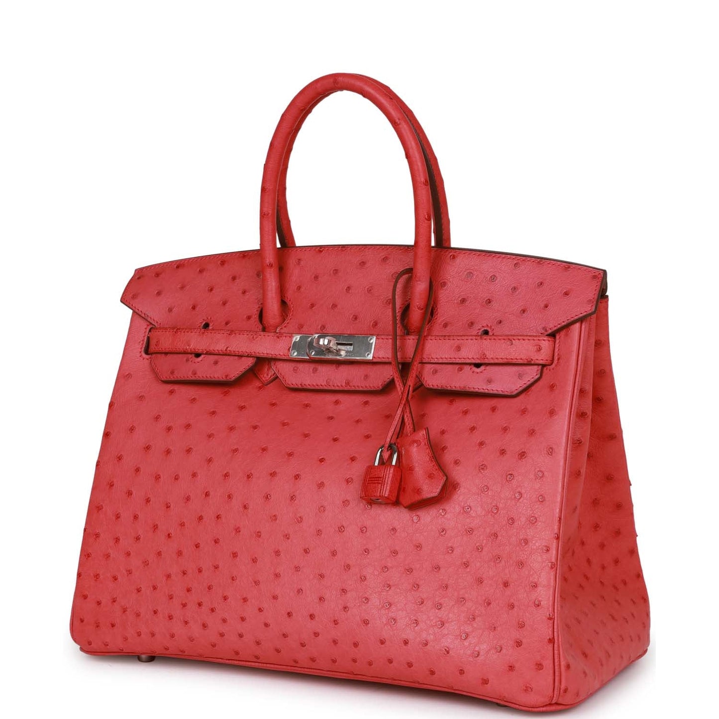 Top Quality Luxury Hermes Birkin 35 Bougainvillea Ostrich Palladium Hardware