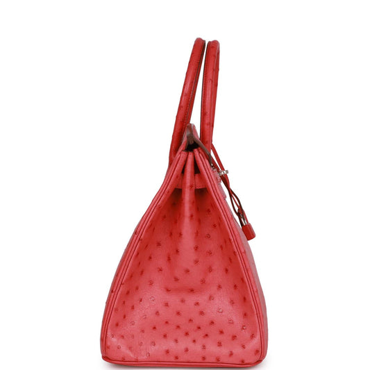 Top Quality Luxury Hermes Birkin 35 Bougainvillea Ostrich Palladium Hardware