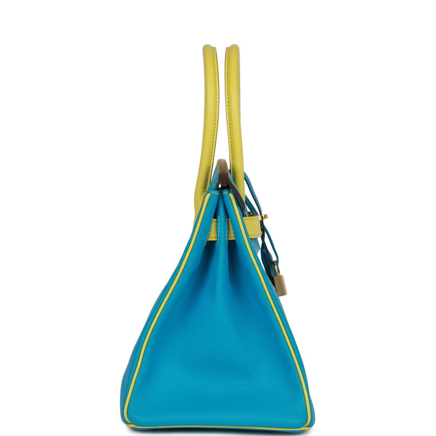 Top Quality Luxury Hermes Special Order (HSS) Birkin 30 Bleu Turquoise and Lime Chevre Gold Hardware
