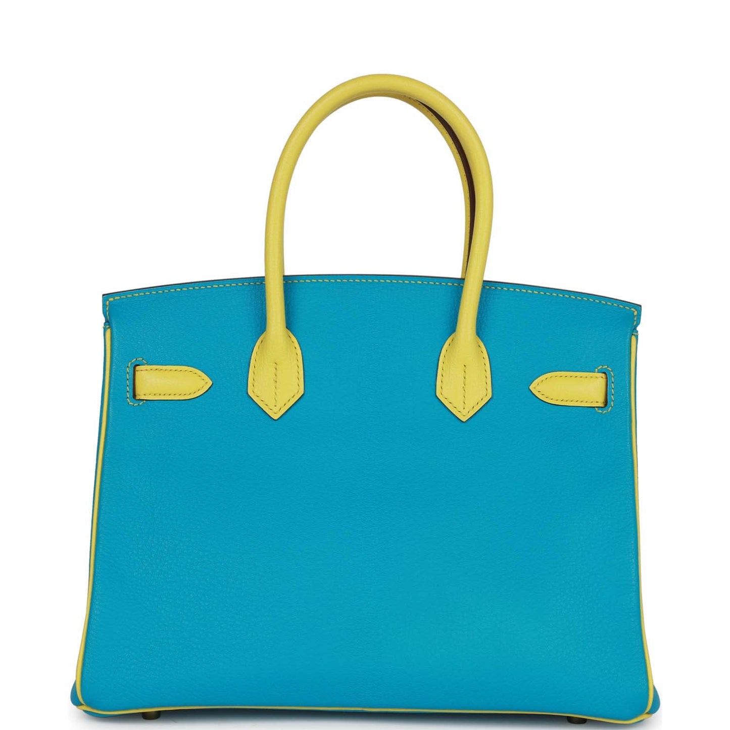 Top Quality Luxury Hermes Special Order (HSS) Birkin 30 Bleu Turquoise and Lime Chevre Gold Hardware