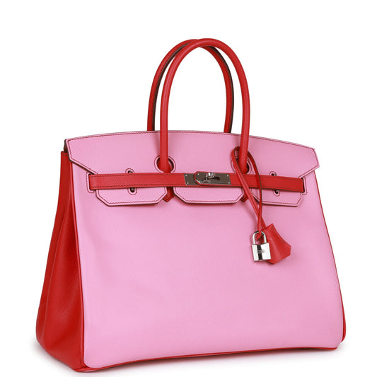 Top Quality Luxury Hermes Special Order (HSS) Birkin 35 Bubblegum and Bougainvillea Epsom Palladium Hardware
