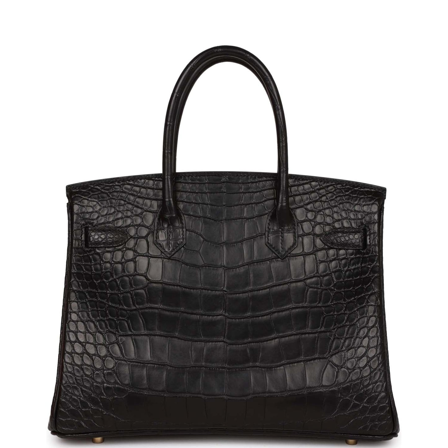 Luxury Hermes Birkin 30 Black Matte Alligator Gold Hardware