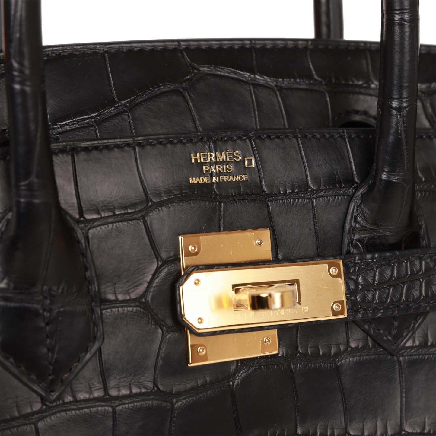 Luxury Hermes Birkin 30 Black Matte Alligator Gold Hardware
