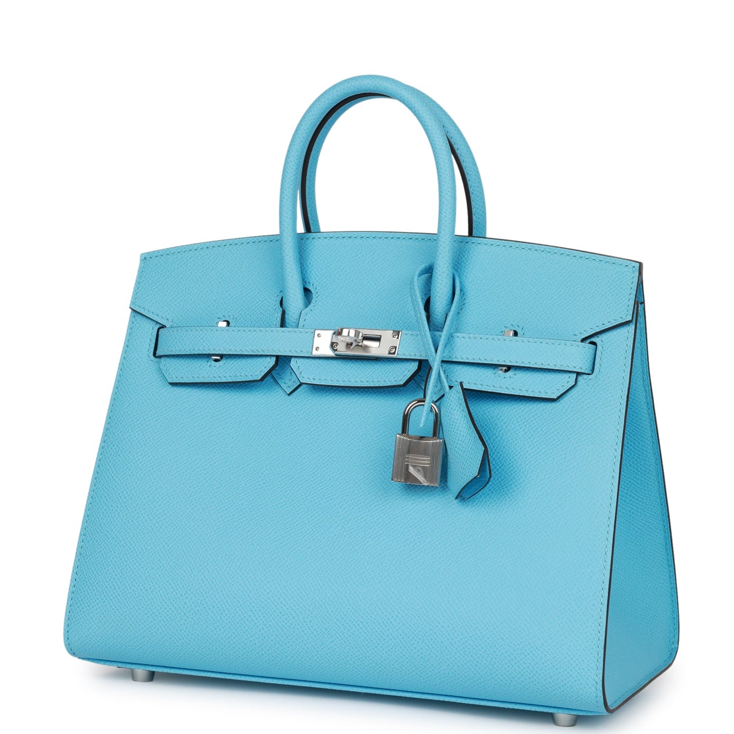 Luxury Hermes Birkin Sellier 25 Celeste Epsom Palladium Hardware