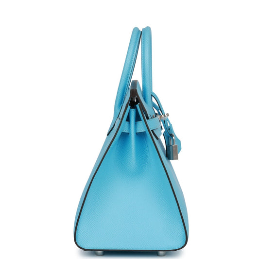 Luxury Hermes Birkin Sellier 25 Celeste Epsom Palladium Hardware