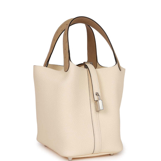 Luxury Hermes Picotin Lock 18 Trench Ostrich and Nata Clemence Touch Palladium Hardware